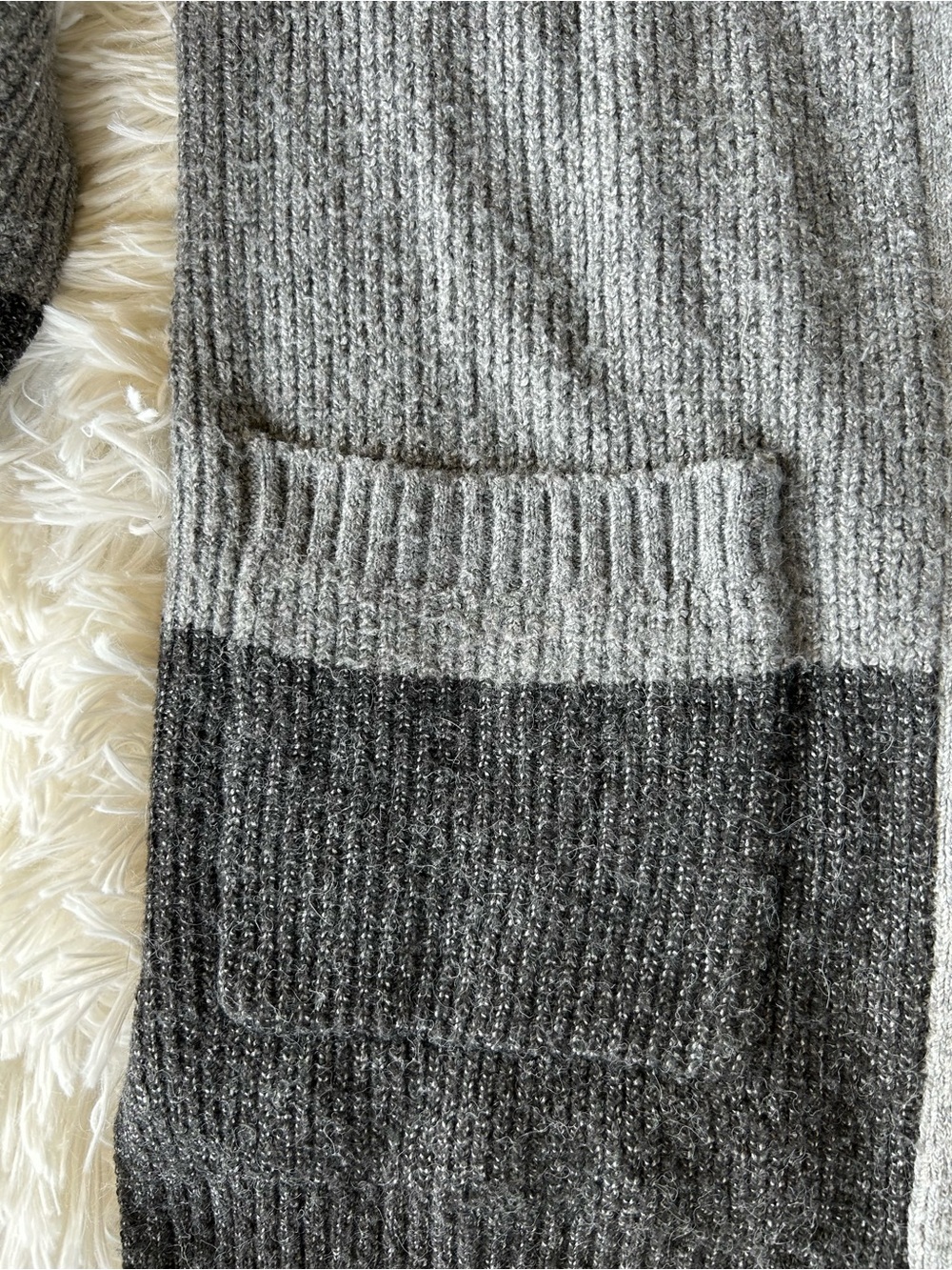 Pink Rose | Gray & Cream Colorblock Cardigan - Picture 3 of 5